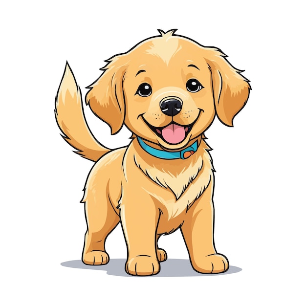 Cute Golden Retriever Puppy Dog Cartoon Vector Illustration