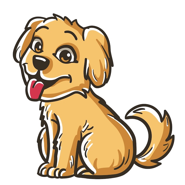 Cute Golden Retriever puppy Dog Vector Illustration