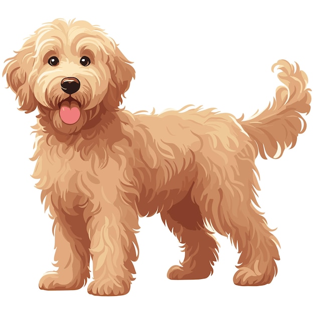 Cute Goldendoodle Dog cartoon Vector Style white background