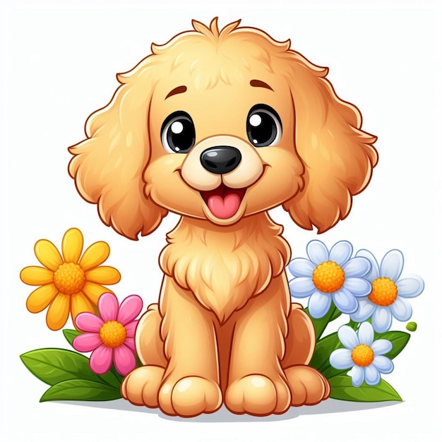 Cute Goldendoodle Dogs Vector Cartoon illustration