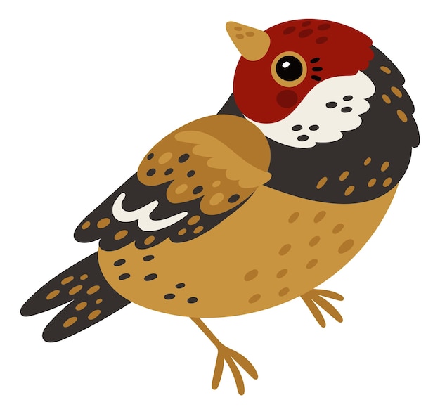 Вектор Милый щегол красочная зимняя птица фауна холодного сезона