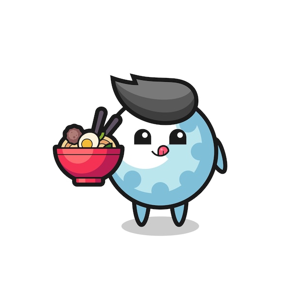 Cute golf character eating noodles