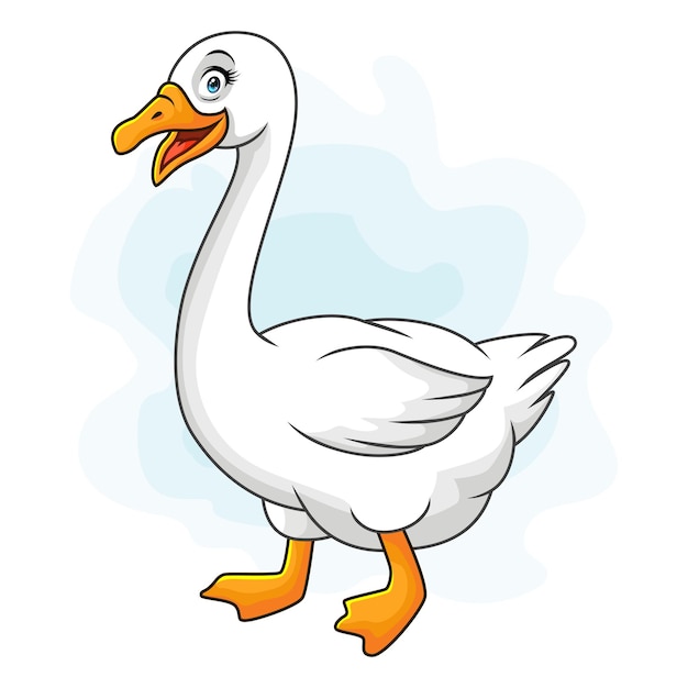 A cute goose cartoon isolated on white background