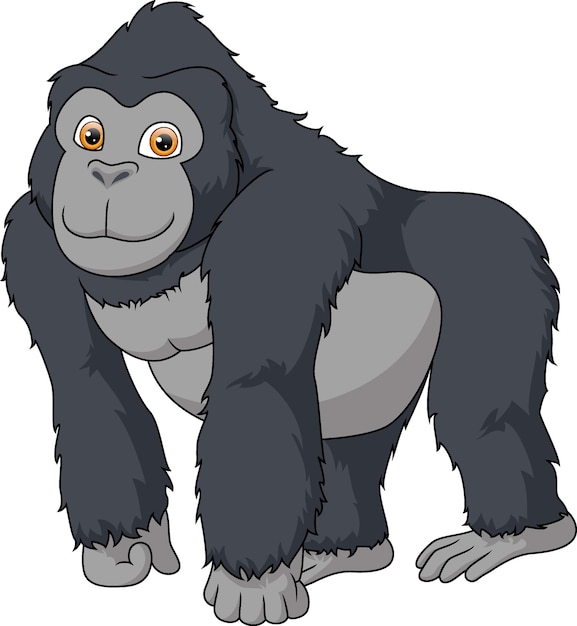 Cute gorilla cartoon on white background