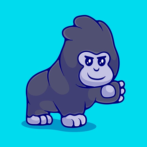 Vettore simpatica illustrazione di gorilla adatta per l'adesivo della mascotte e il design della maglietta