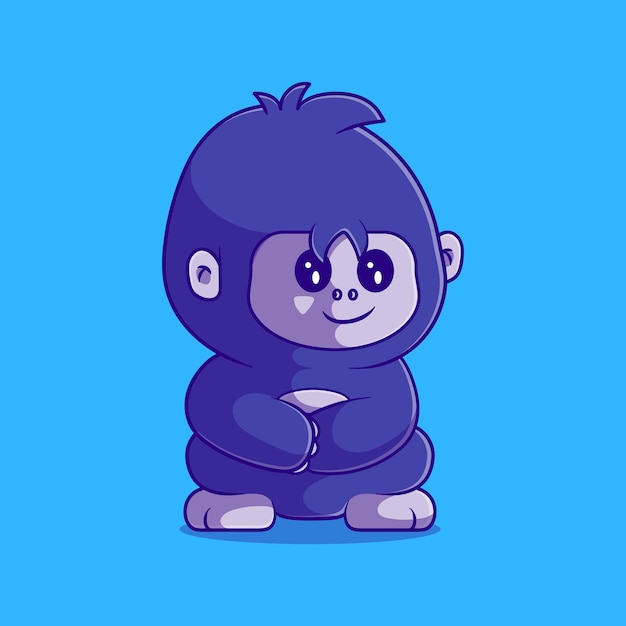 Cute gorilla illustration suitable for mascot sticker and tshirt design