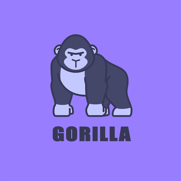 Cute gorilla logo icon illustration