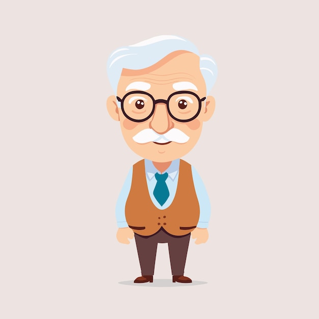 Vector cute grandfather old man elder cartoon illustration