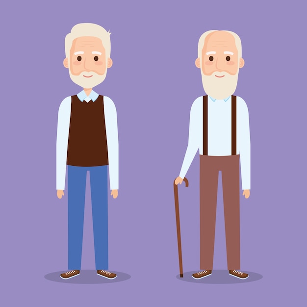 Cute grandfathers avatars characters