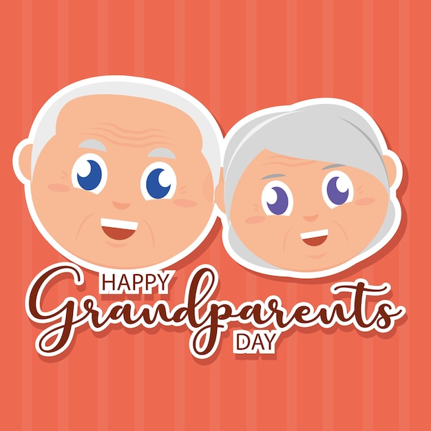 Cute grandma and grandpa couple characters Happy grandparents day Vector illustration