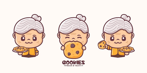 cute grandmother cartoon with cookies