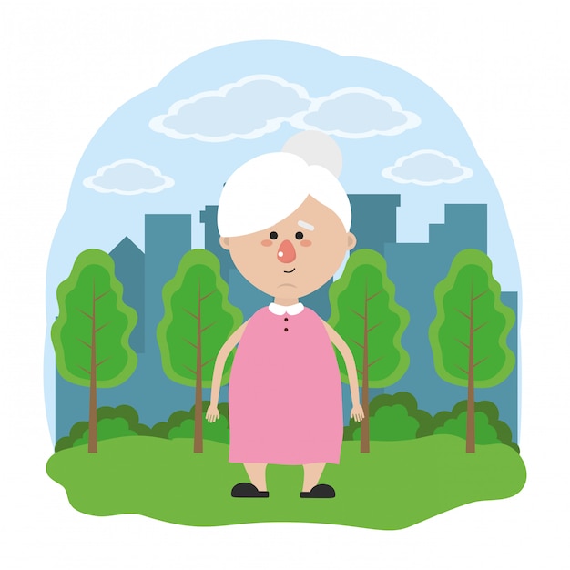 Vector cute grandmother cartoon