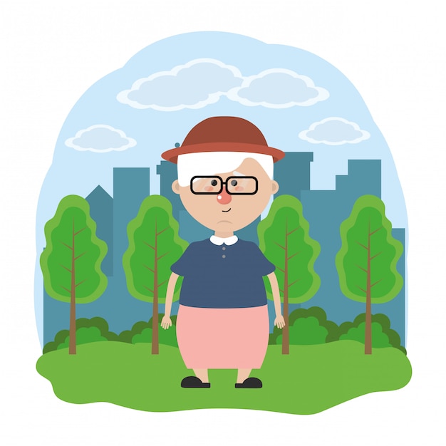 Vector cute grandmother cartoon