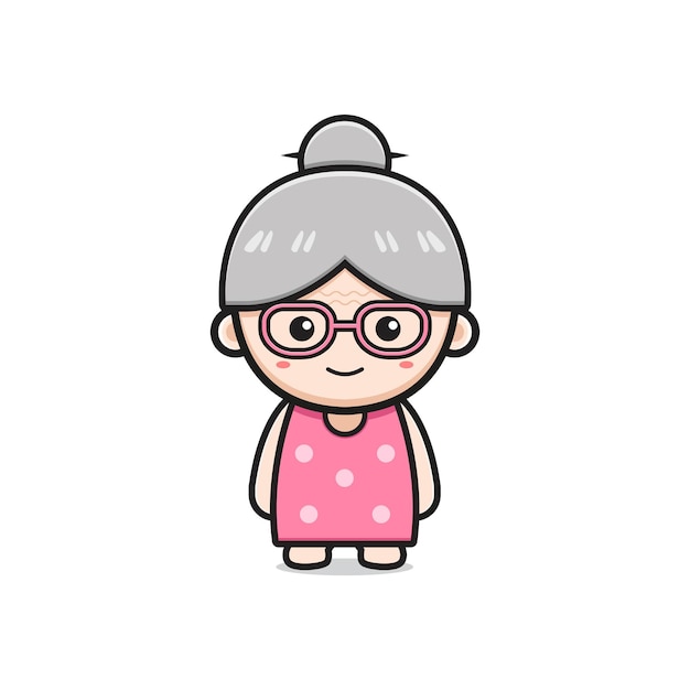 Cute grandmother character cartoon icon illustration. Design isolated flat cartoon style