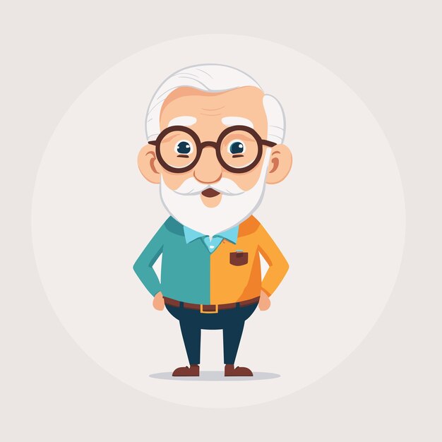 Vector cute grandpa cartoon illustration