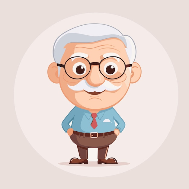 Vector cute grandpa cartoon illustration