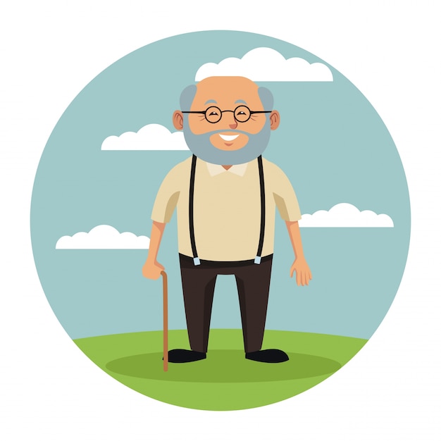 Vector cute grandparent cartoon