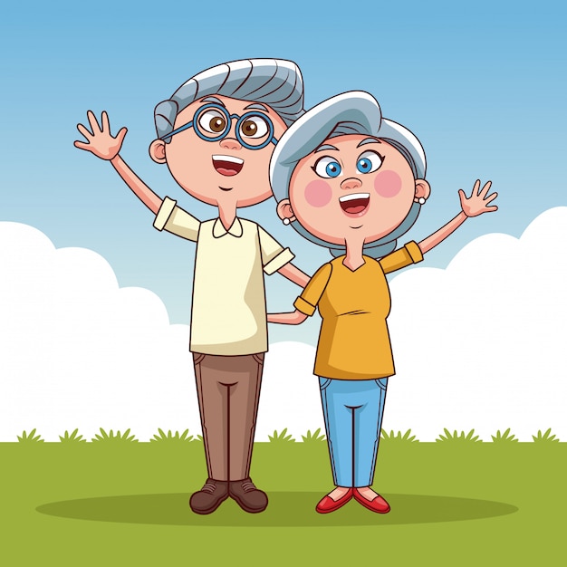 Vector cute grandparents cartoon