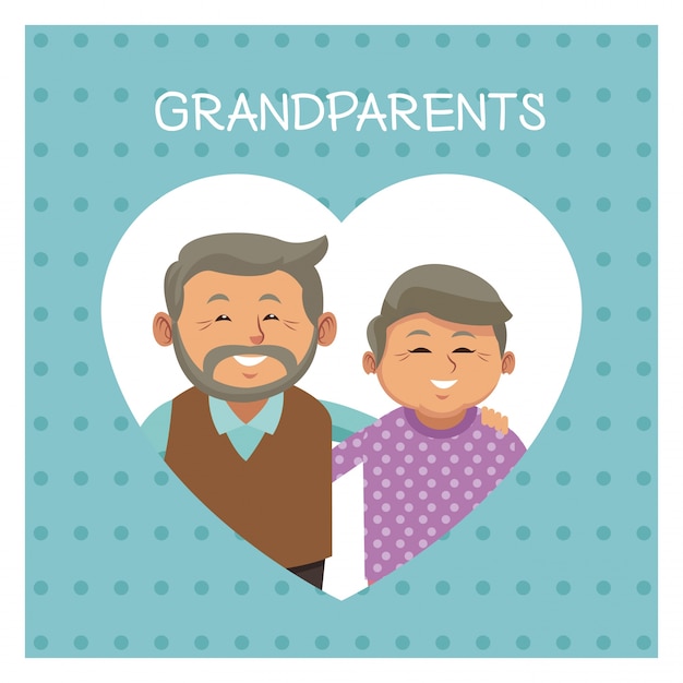 Vector cute grandparents cartoon