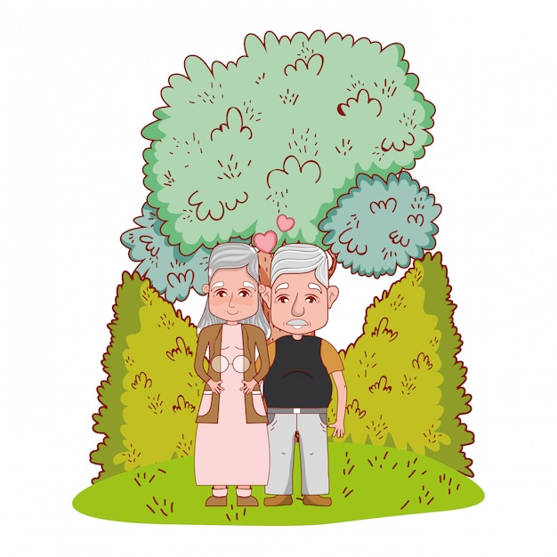 Cute grandparents couple cartoon