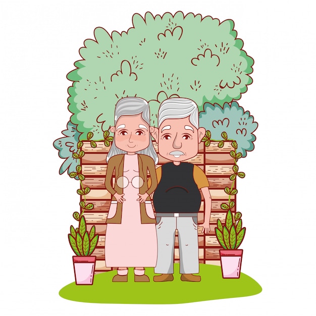 cute grandparents couple cartoon