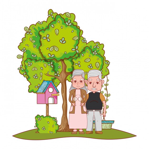 cute grandparents couple cartoon