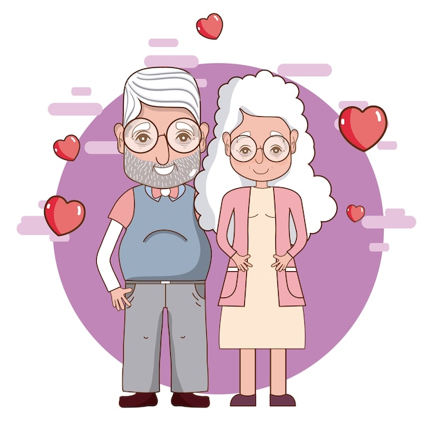 Cute grandparents romantic couple cartoon 