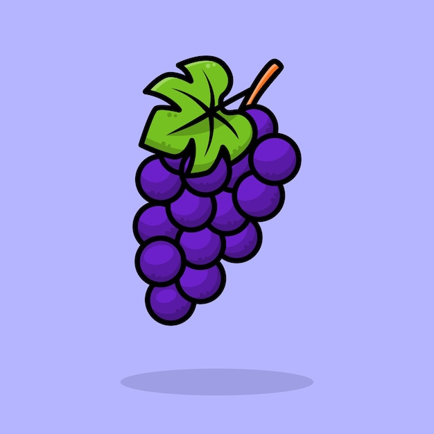 Vector cute grape cartoon icon illustration