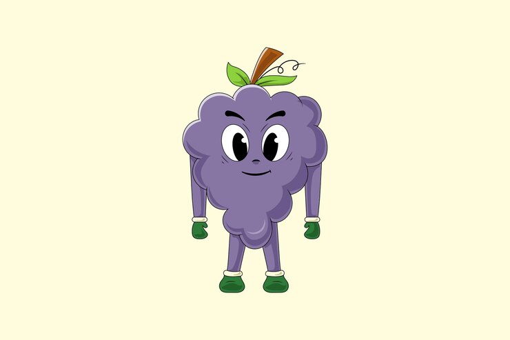 Vector cute grape character design illustration