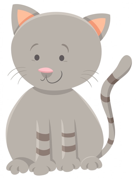 Cute gray kitten cartoon animal character