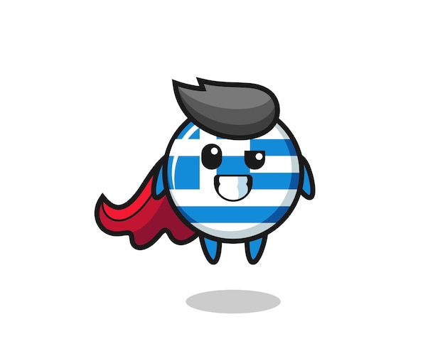 The cute greece flag character as a flying superhero