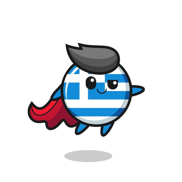 cute greece flag superhero character is flying , cute style design for t shirt, sticker, logo element