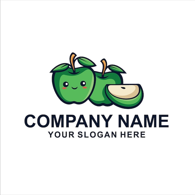 cute green apple logo 