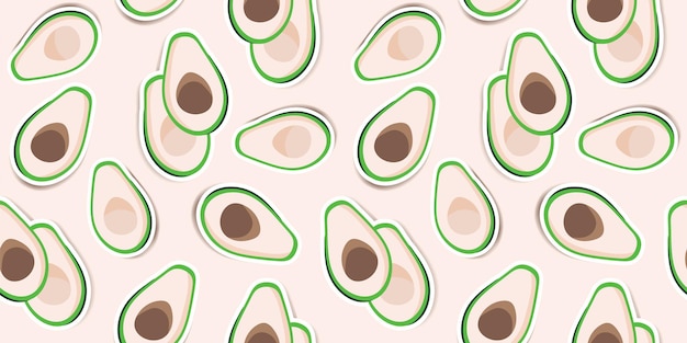 Simpatici avocado verdi su sfondo chiaro. design alla moda con motivo avocado per sfondi, stampa