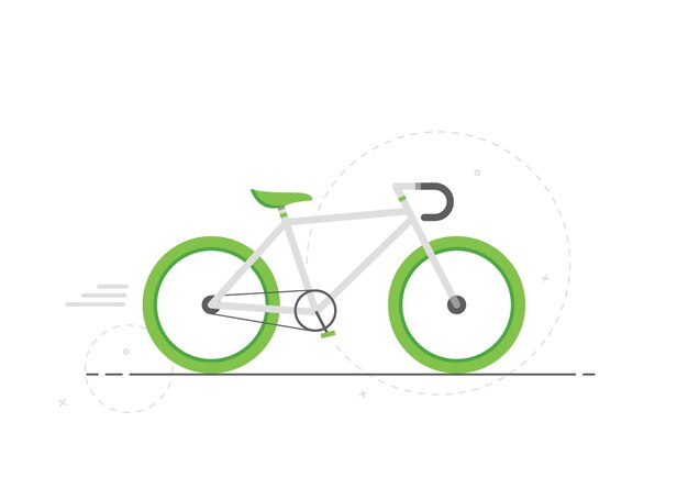 Vector cute green bicycle in flat design