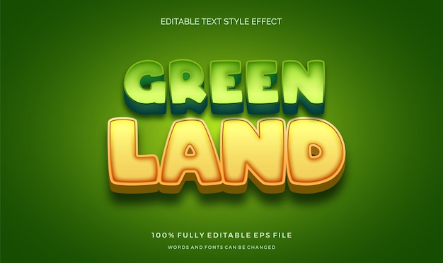 Cute green cartoon theme colorful kids editable text style effect