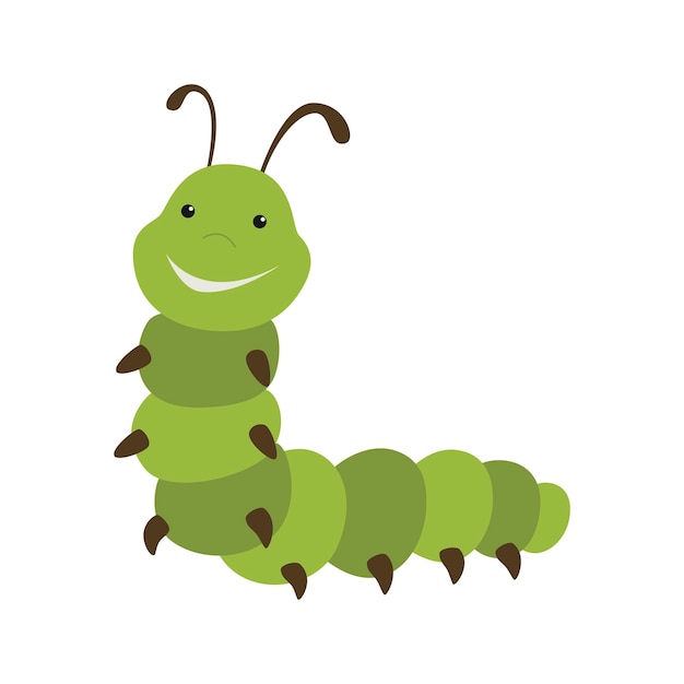 Cute green caterpillar cartoon