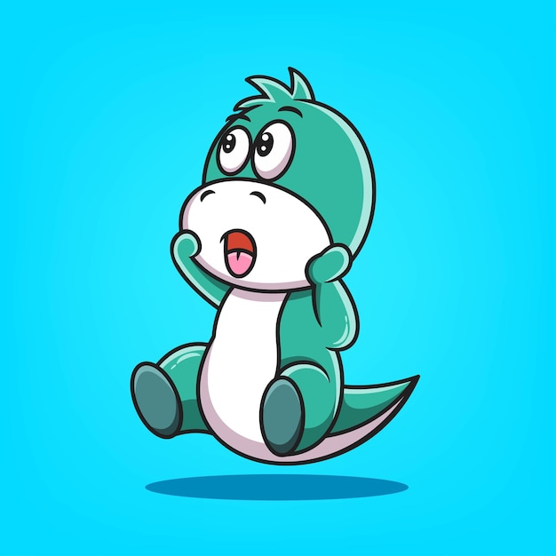 Cute green dino cartoon vector illustration