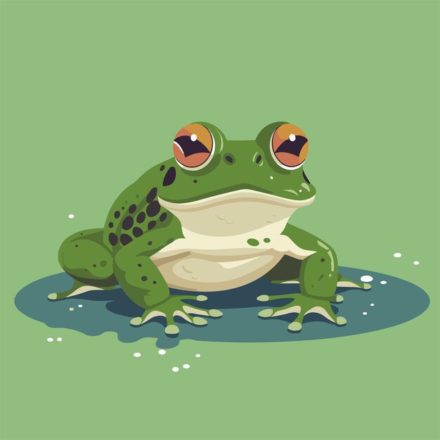 Vector cute green frog cartoon character adorable frog illustration