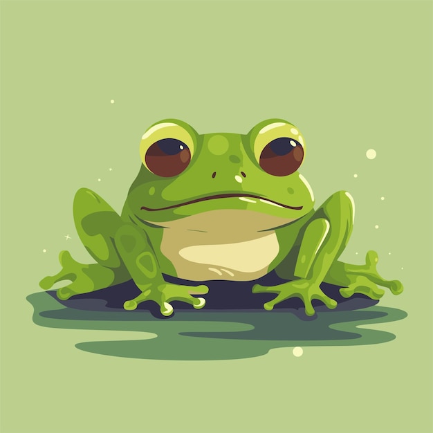 Cute green frog cartoon character frog and a water