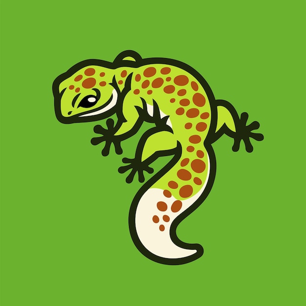 ベクトル かわいい緑のヒョウモントカゲモドキのロゴ