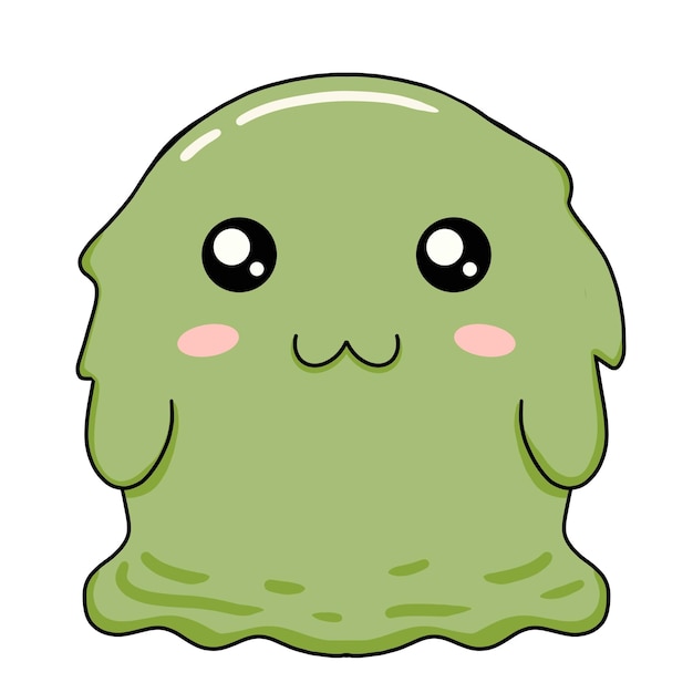 Cute Green Slime Monster Illustration