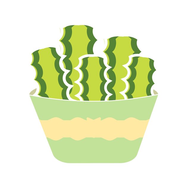 Vector cute green succulent plant in a green pot. isolated house plant for stickers or digital printing