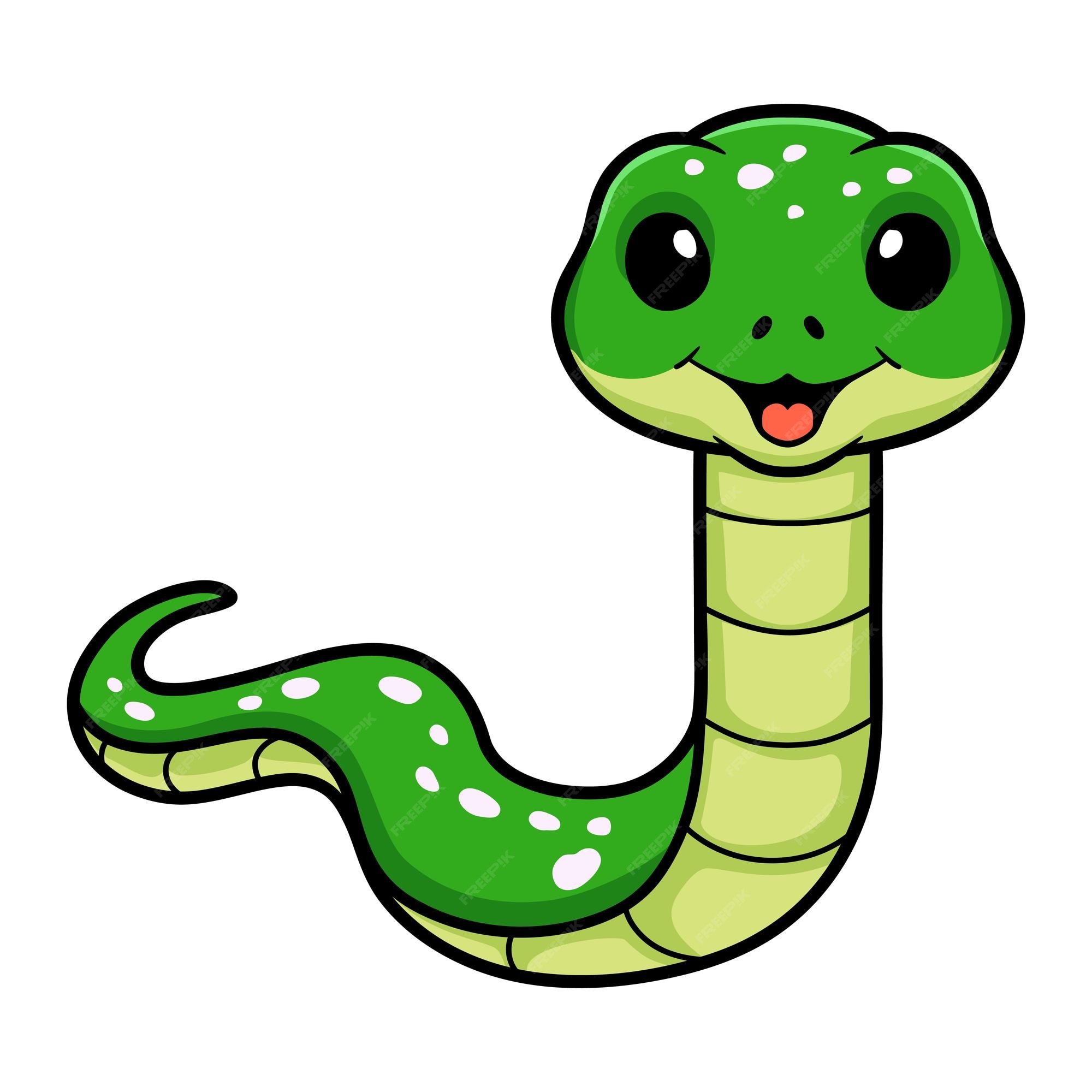 Premium Vector, Cartoon green snake on tree branch