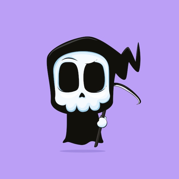 Vector cute grim reaper character mascot vector illustration