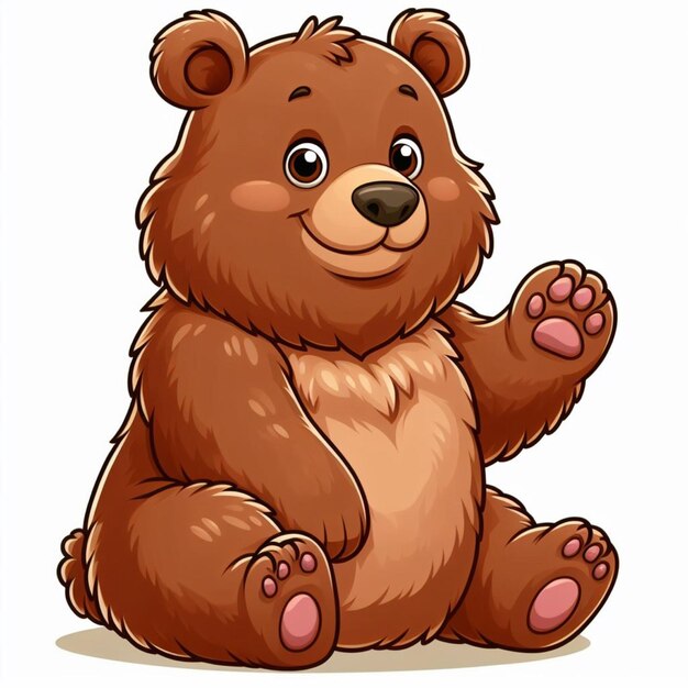 Vector cute grizzly bear vector cartoon illustration