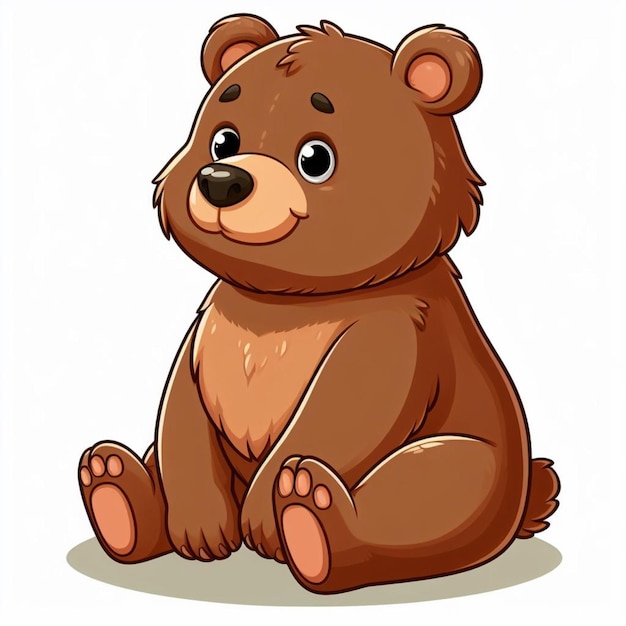 Cute grizzly bear vector cartoon illustration