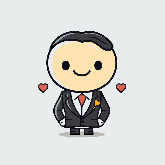 Vector cute groom cartoon mascot character design vector illustration