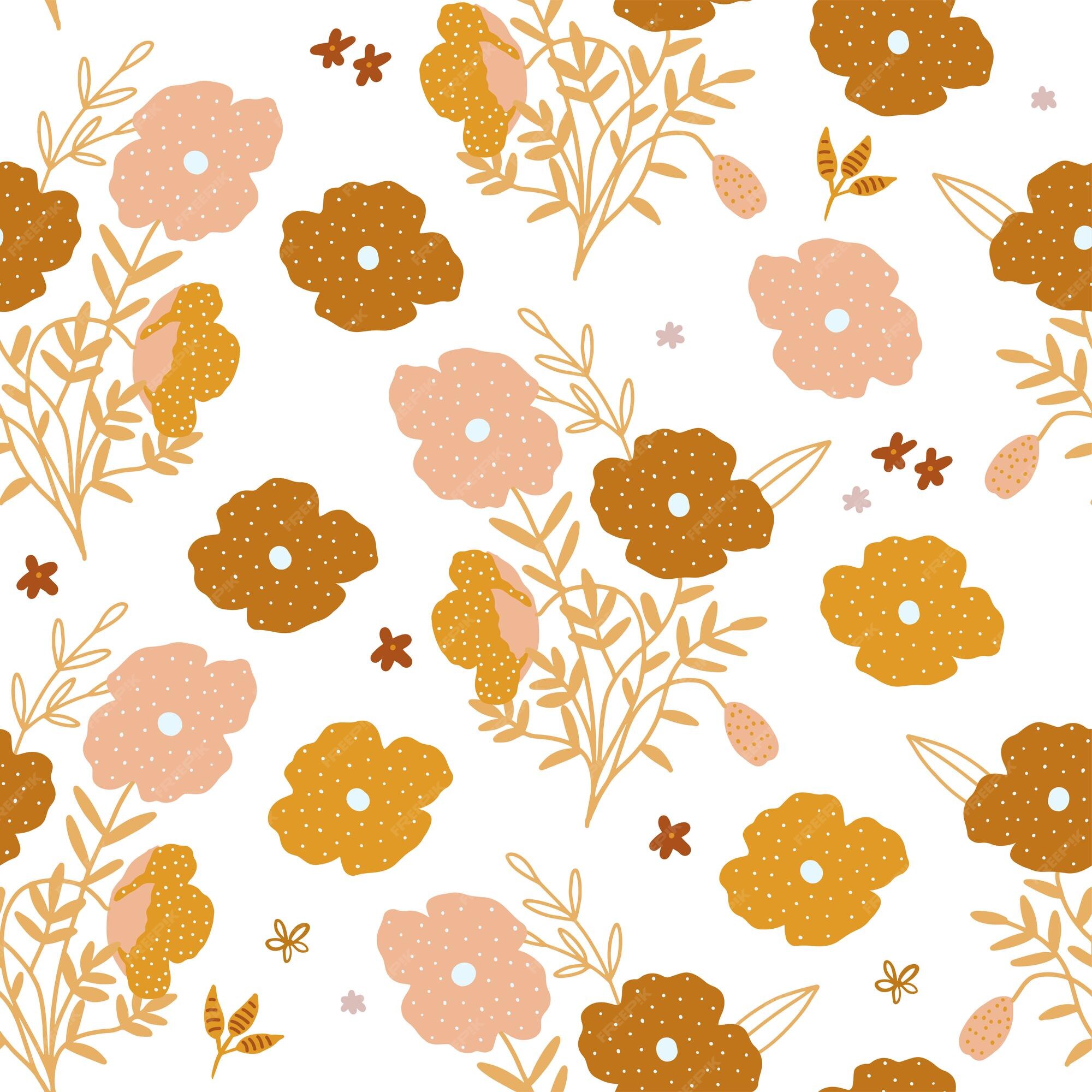 Premium Vector | Cute groovy flowers seamless pattern vector aesthetic  simple floral background