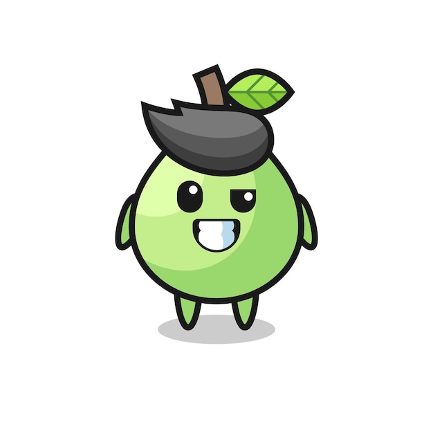 Cute guava mascot with an optimistic face , cute style design for t shirt, sticker, logo element